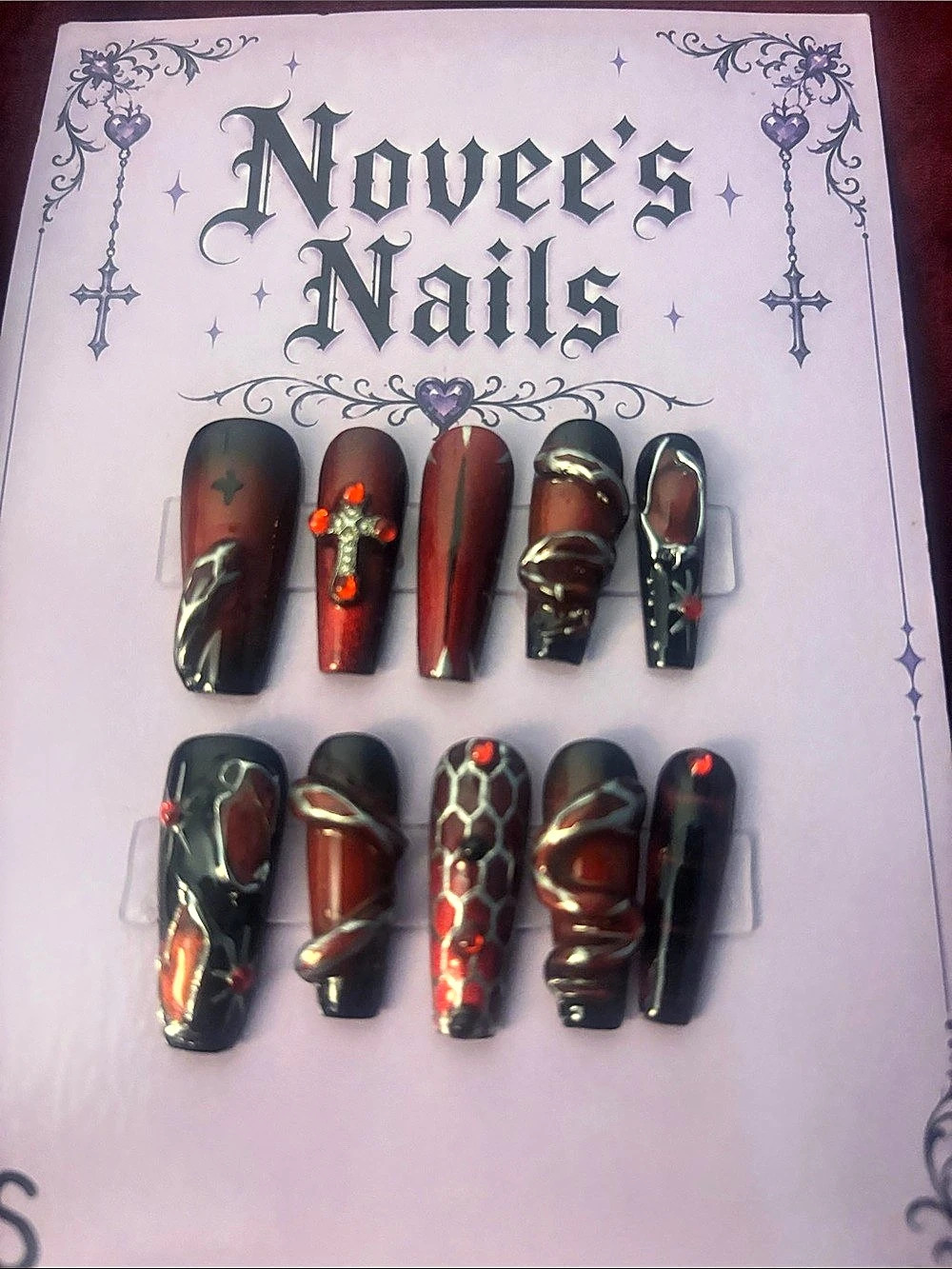 Novee's Nails Black & Red Animal Print Press-On Nails